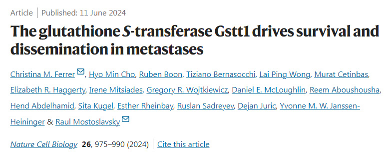 谷胱甘肽S-转移酶Gstt1驱动转移瘤的存活和扩散
